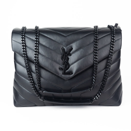 Saint Laurent Medium Loulou Matelassé Leather Shoulder Bag in all Black