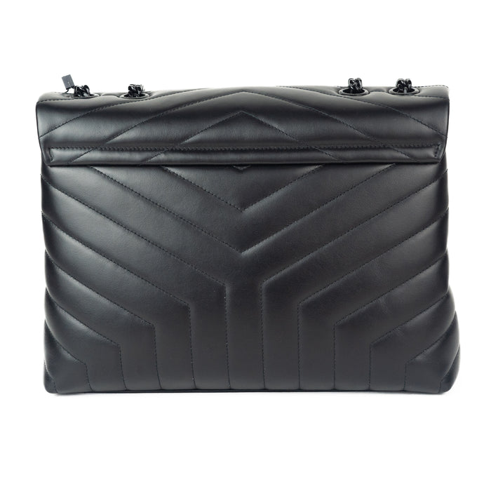 Saint Laurent Medium Loulou Matelassé Leather Shoulder Bag in all Black