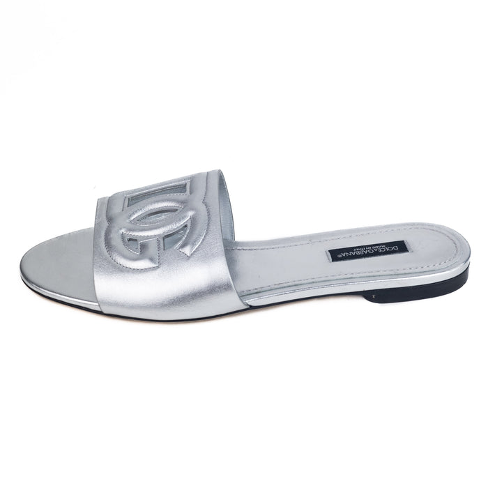 Dolce and Gabbana Calfskin slides with DG Millennials logo