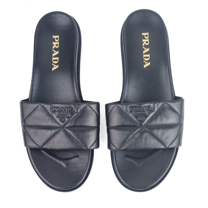 Prada Quilted Leather Slides