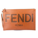 Fendi Large Flat Pouch in Smooth Brown Leather