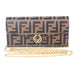 Fendi Continental Wallet with Chain in Brown Leather