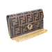 Fendi Continental Wallet with Chain in Brown Leather