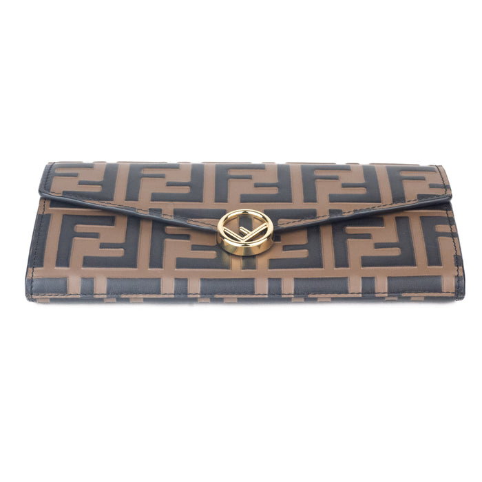 Fendi Continental Wallet with Chain in Brown Leather