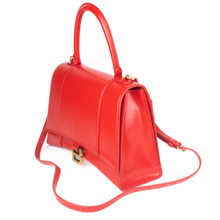 Balenciaga Hourglass Medium Top Handle Bag in Bright Red