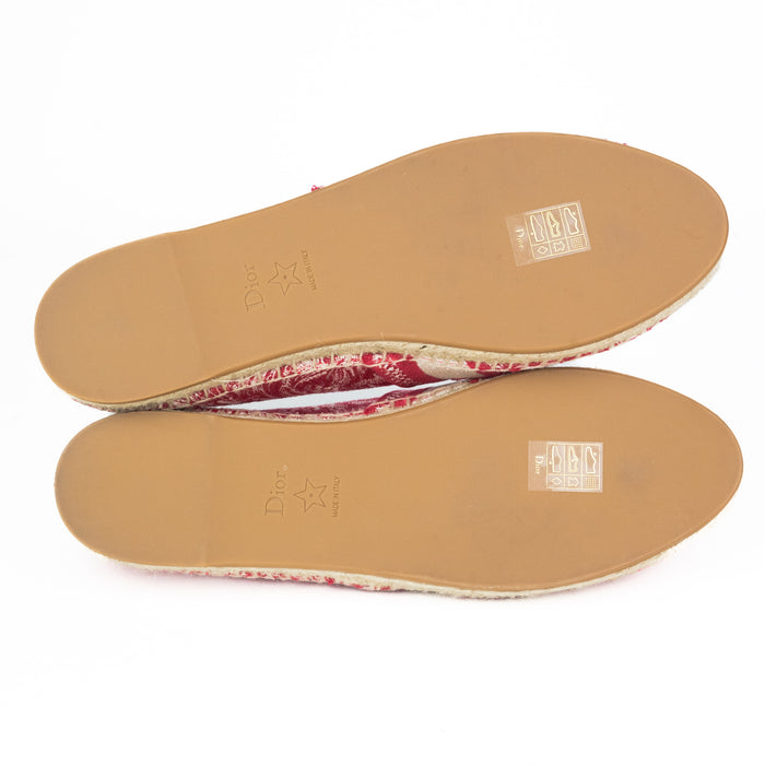 Dior Granville Espadrille in Raspberry Toile de Jouy Reverse Embroidered Cotton