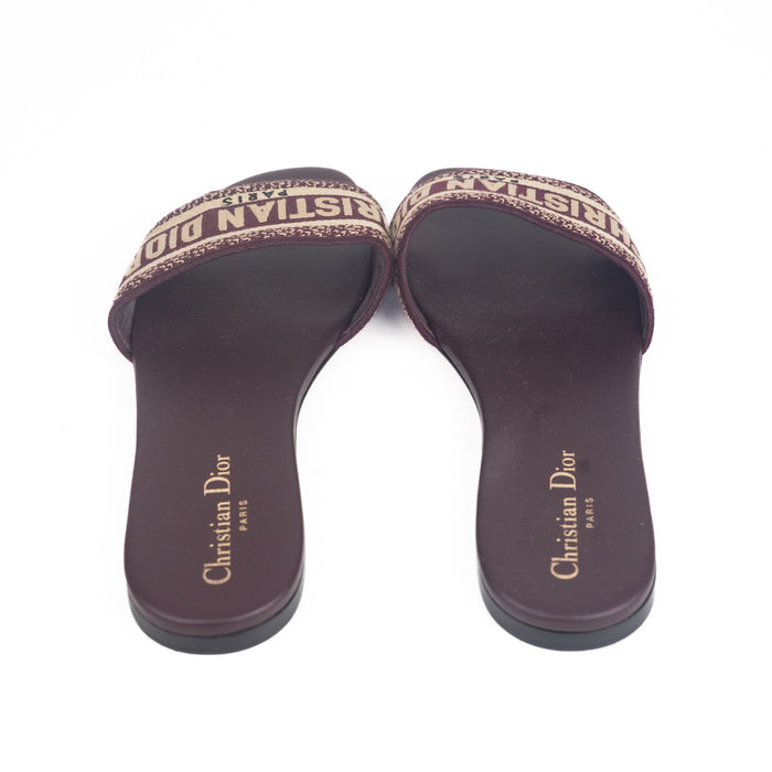Dior Dway Slide Burgundy Embroidered Cotton