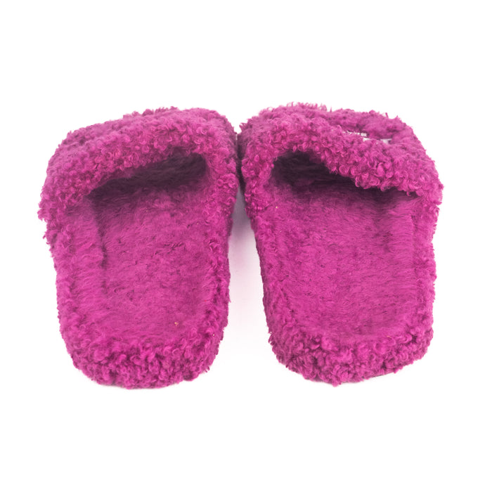 Balenciaga Furry Slide Sandal in Dark Fuschia 