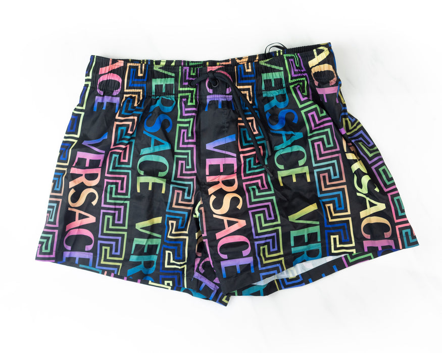 Versace Greca Neon Print Bikini Shorts