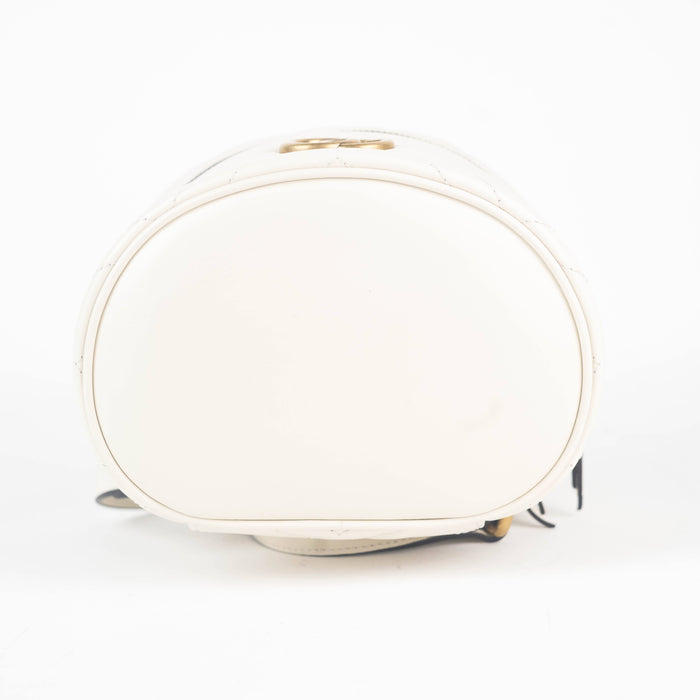 Gucci Matelasse Mini GG Marmont Round Backpack in White