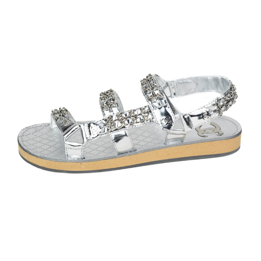 Chanel Laminated Goatskin Sandal