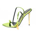 Tom Ford Mirrored Leather Padlock Pointy Naked Sandal in Acid Green