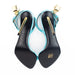 Tom Ford Mirrored Leather Padlock Pointy Naked Sandal in Turquoise