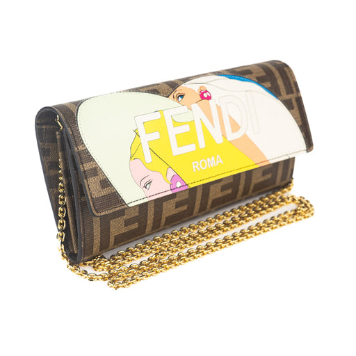 Fendi Continental Brown Wallet on Chain 