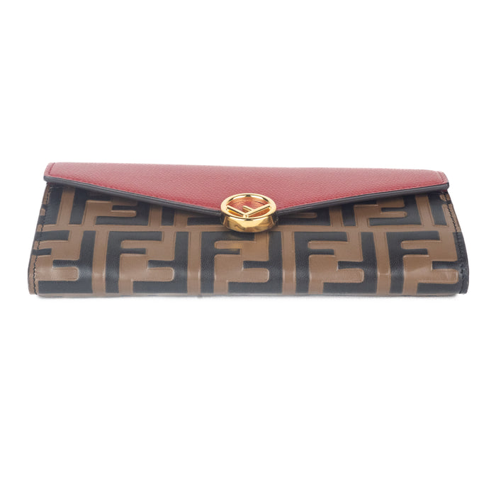 Fendi Continental Wallet with Chain in Red Leather