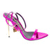 Tom Ford Mirrored Leather Padlock Pointy Naked Sandal in Fuchsia