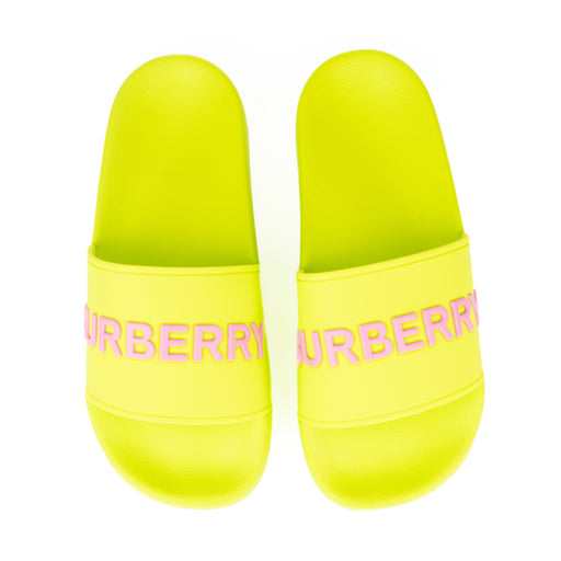 Burberry Logo Detail Slides green and pink