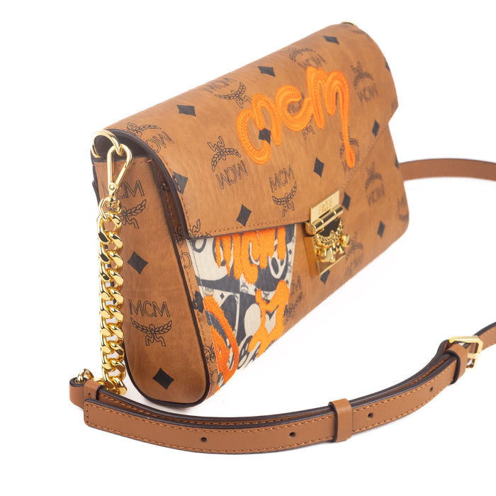 MCM Tracy Crossbody Bag in Visetos Cognac