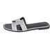 Hermes Oran Sandals in Black with Silver Crystal Beads