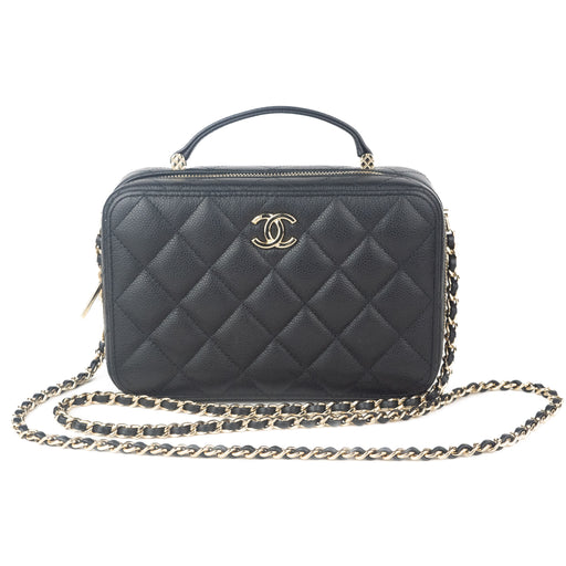 Chanel Calfskin Quilted CC Vanity Case in Black