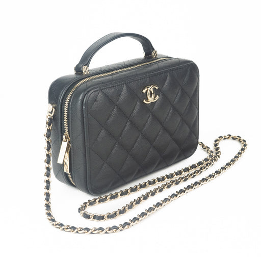 Chanel Calfskin Quilted CC Vanity Case in Black