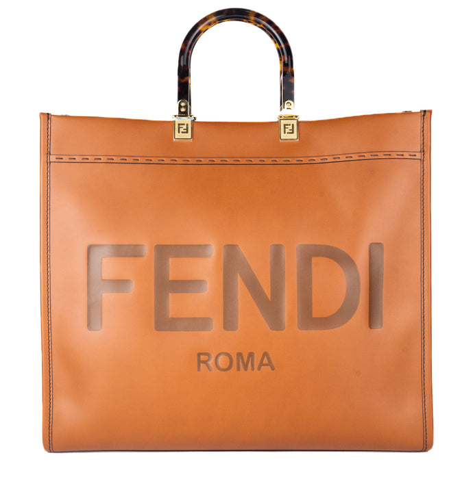 Fendi Large Sunshine Shopper Bag in Brown Leather