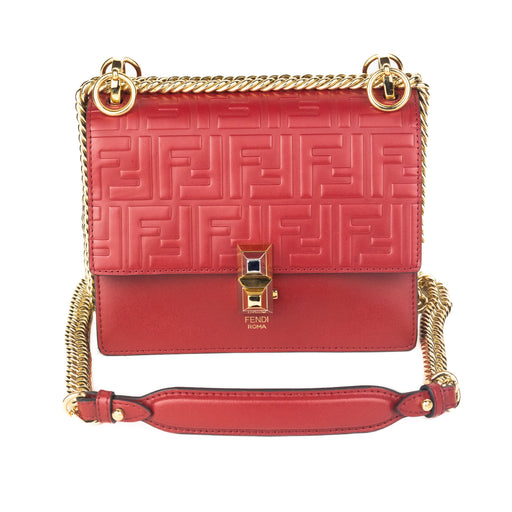 Fendi Small Red Leather Zucca Kan Bag