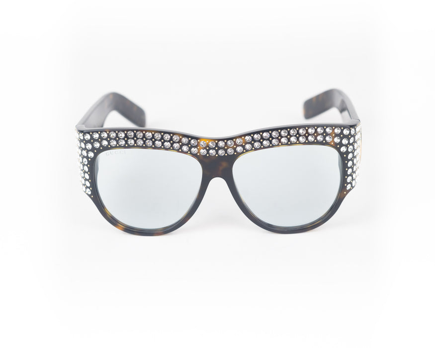 Gucci Crystal Havana Hollywood Forever Sunglasses