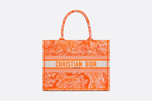 Dior Medium Book Tote in Fluorescent Orange