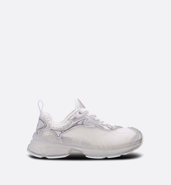 Dior Vibe Sneakers in White Mesh and Silver-Tone Technical Fabric