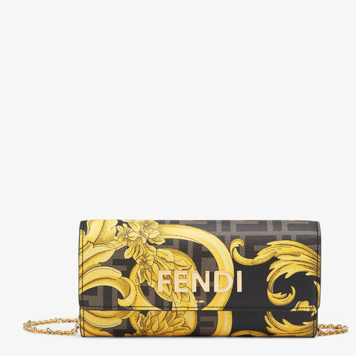Fendace Continental Wallet in Multicolor Fabric with Chain
