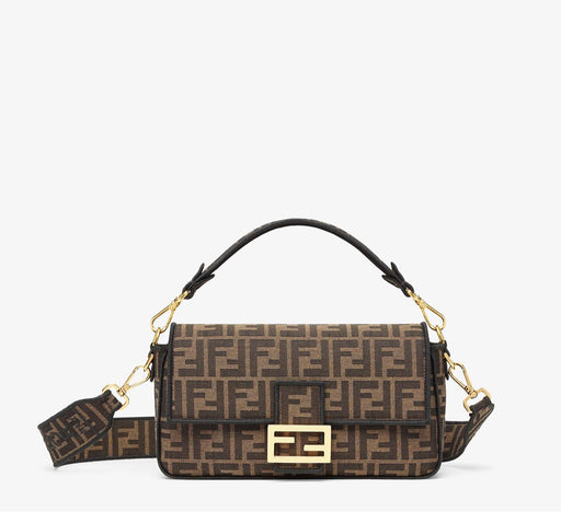 Fendi Brown Fabric Baguette Bag