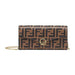 Fendi Continental Wallet with Chain in Brown Leather