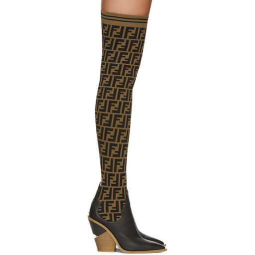 Fendi FF Cowboy Over the Knee Sock Boots