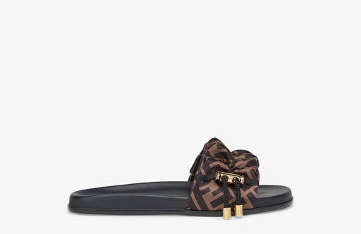 Fendi Feel Brown Satin Slides