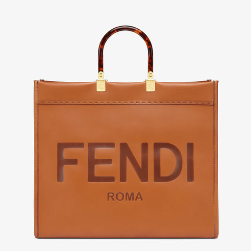 Fendi Large Sunshine Shopper Bag in Brown Leather 