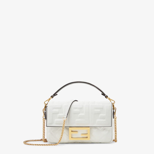 Fendi Leather Baguette Bag in White