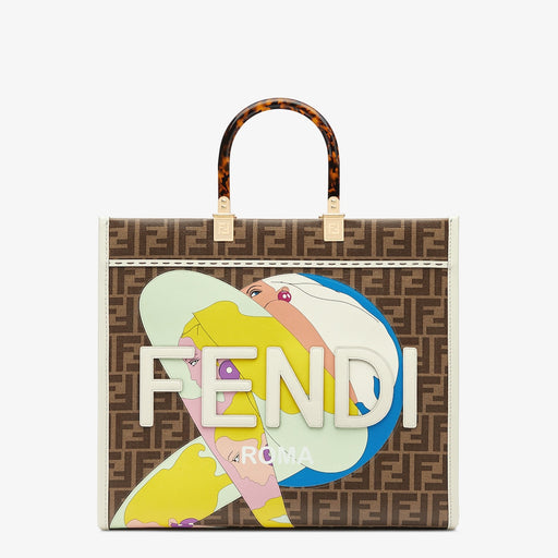 Fendi Medium Sunshine Tote in FF Glazed Fabric
