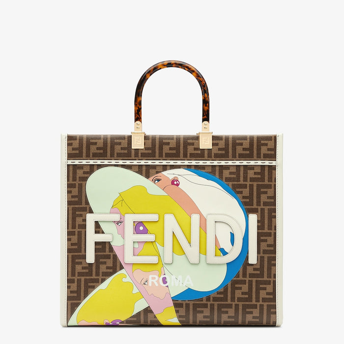 Fendi Medium Sunshine Tote in FF Glazed Fabric