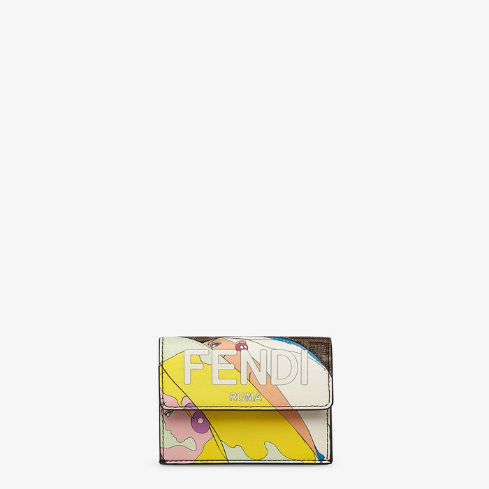 Fendi Micro Trifold Fabric Wallet in Brown
