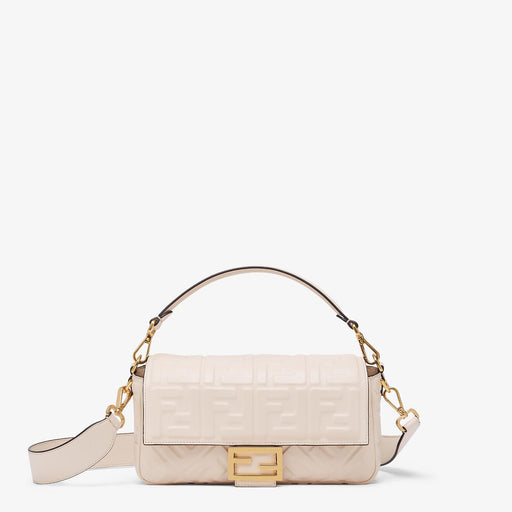 Fendi Nappa FF Baguette Medium in White Leather