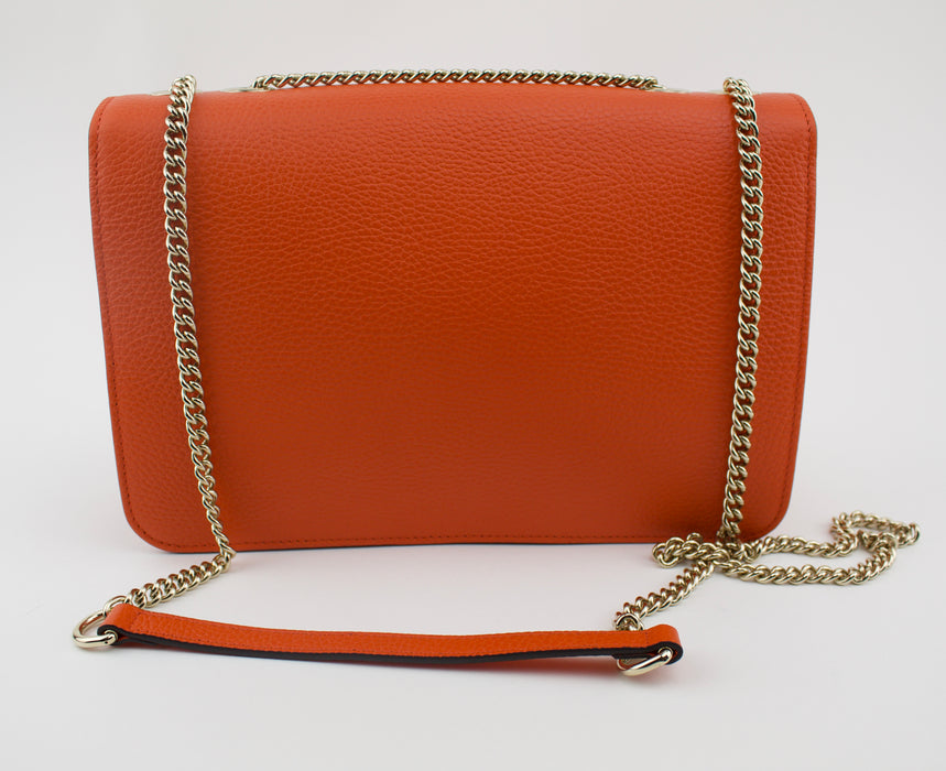 GUCCI MEDIUM INTERLOCKING G SHOULDER BAG ORANGE.