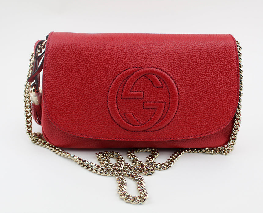 Gucci Soho Chain Medium Crossbody Red