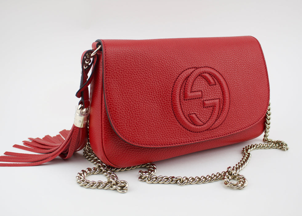 Gucci Soho Chain Medium Crossbody Red