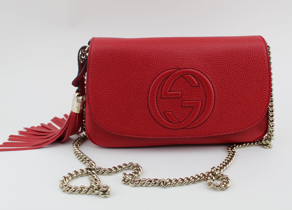 Gucci Soho Chain Medium Crossbody Red