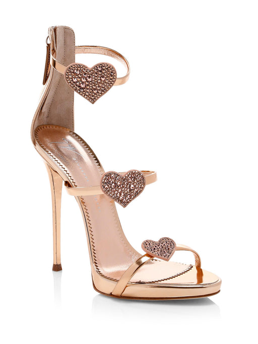 Giuseppe Zanotti Metallic Leather Heart Sandals 