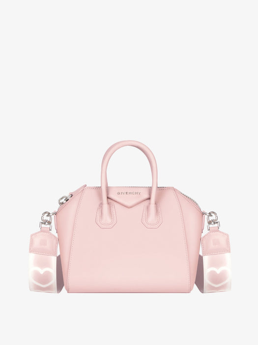 Givenchy Small Antigona Bag in Blush Pink Leather with Tag effect Heart Print 