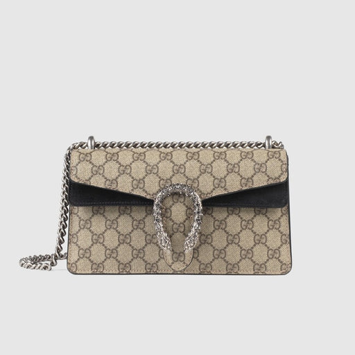 Gucci Dionysus GG Supreme Small Shoulder Bag with Black Suede