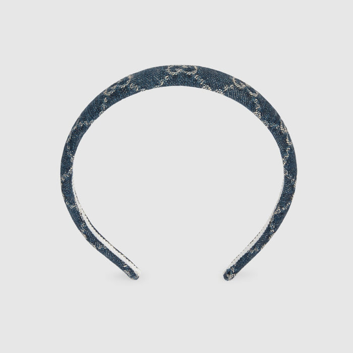 Gucci GG Denim Headband in Blue and Ivory
