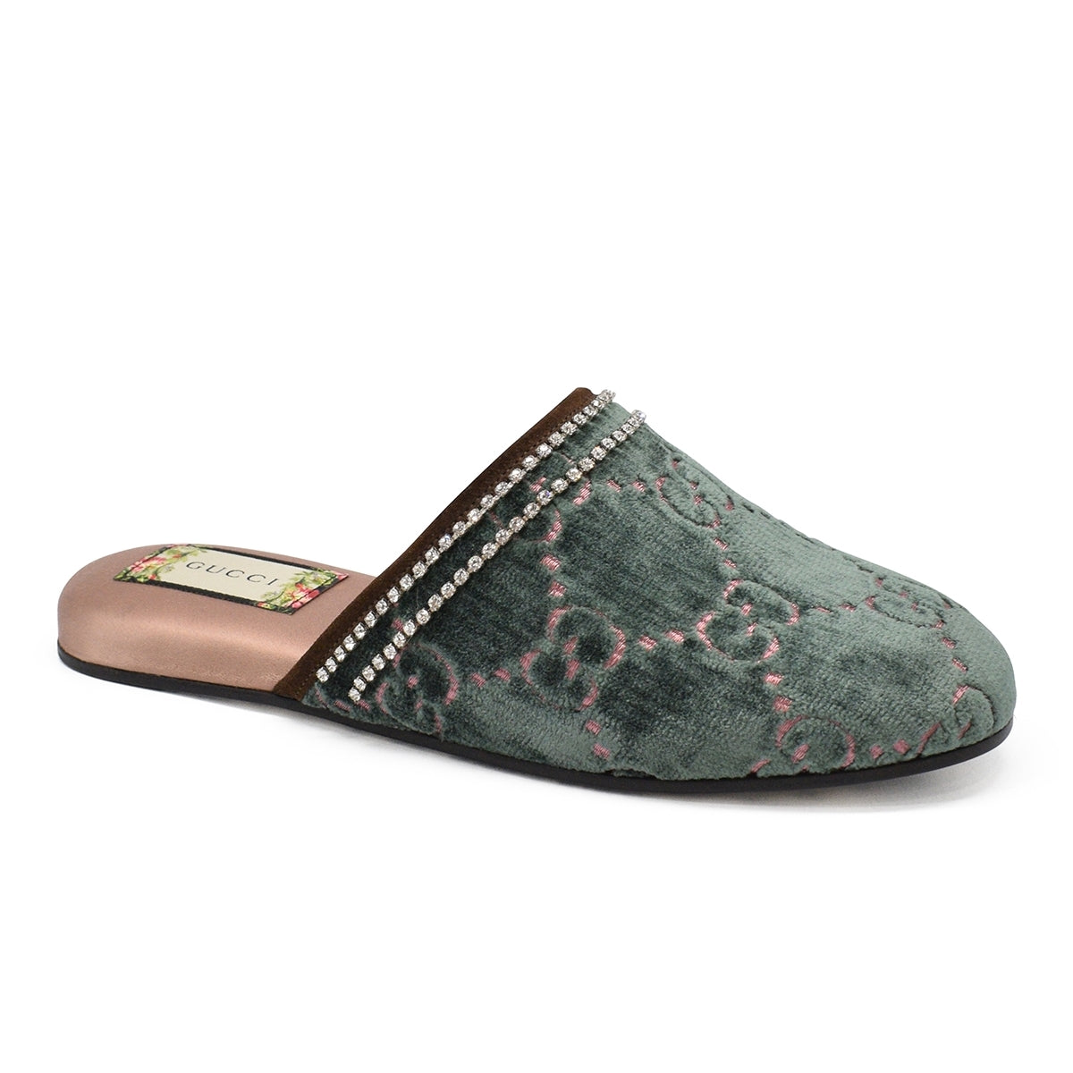 Gucci GG Green Velvet Crystal Slippers — LSC INC